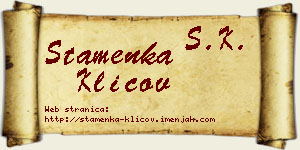 Stamenka Klicov vizit kartica